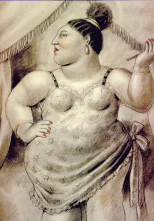 Botero.Mujer fumando